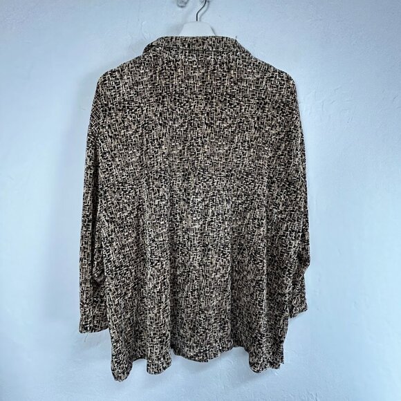 Coldwater Creek Womens XL Black & Beige Textured Button-Up Shirt Lightweight - Picture 2 of 7